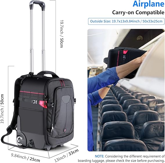 Neewer 2-in-1 Rolling Camera Backpack Trolley Case - Anti-Shock Detachable Padded Compartment, Hidden Pull Bar, Durable, Waterproof for Camera,Tripod,Flash Light,Lens,Laptop for Air Travelling(Black) Neewer 2-in-1 Rolling Camera Backpack Trolley Case - Anti-Shock Detachable Padded Compartment, Hidden Pull Bar, Durable, Waterproof for Camera,Tripod,Flash Light,Lens,Laptop for Air Travelling(Black)